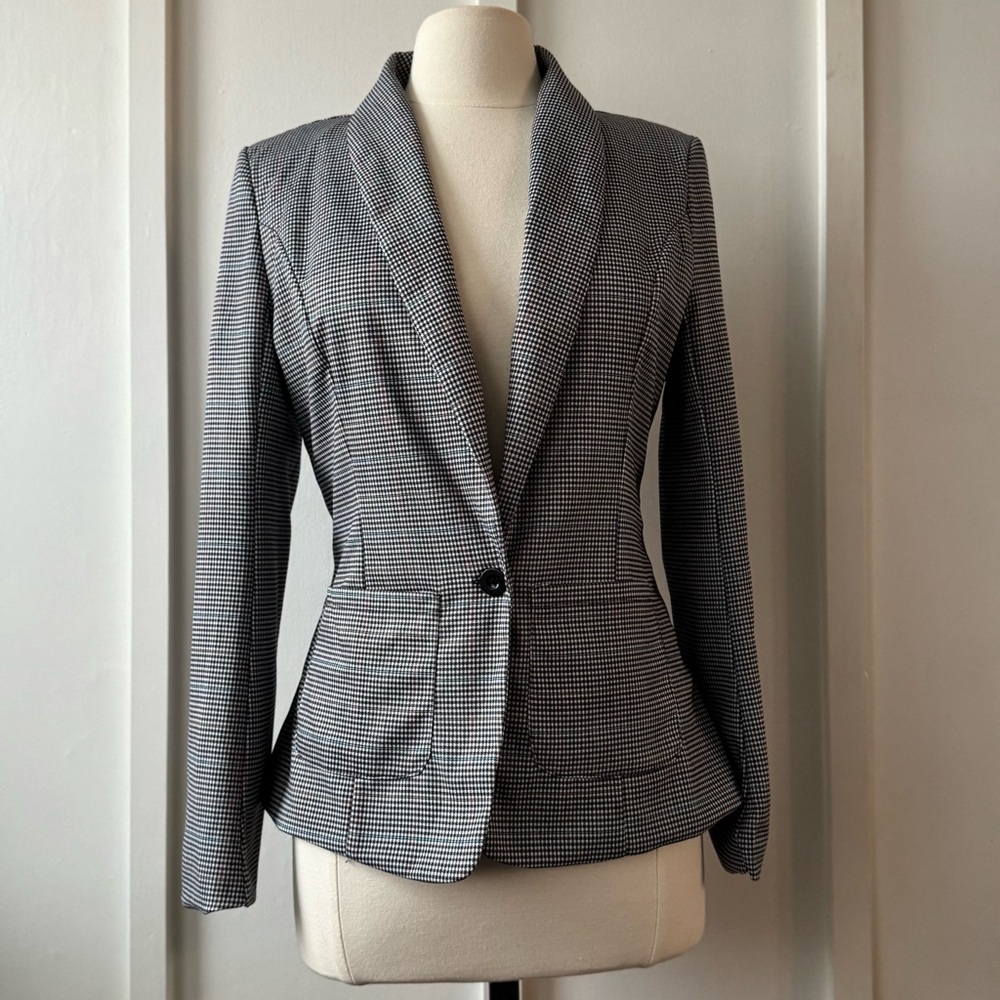 ChicMe Black & White Houndstooth Blazer – Size Medium
